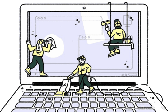 Technician repairing devices